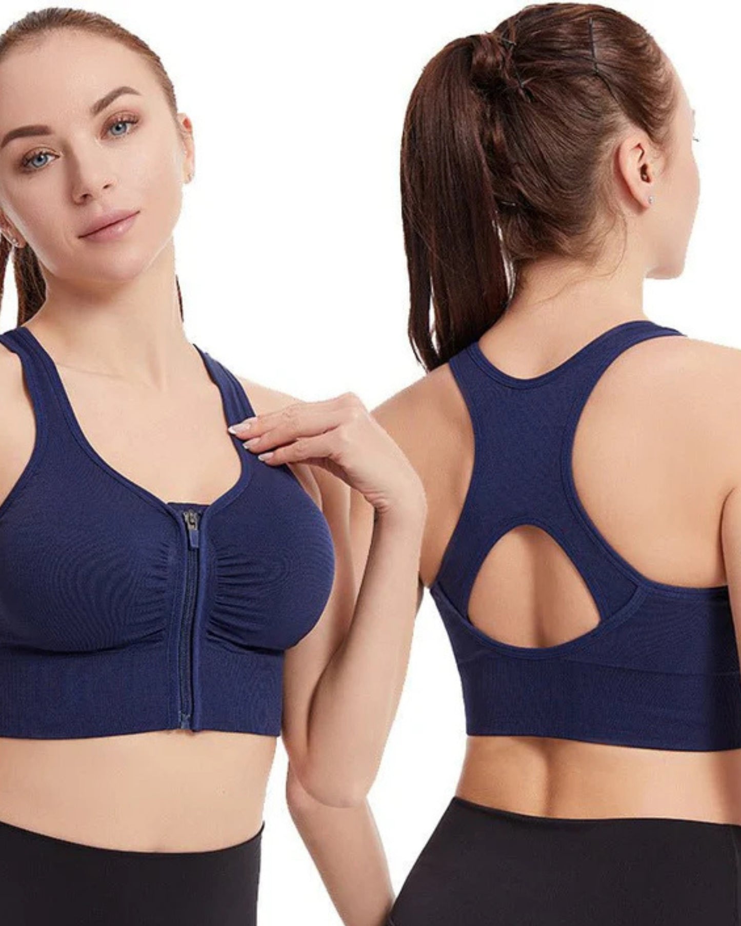 Shockproof Sports Bra Hollow Back Front Zipper Sports Bra